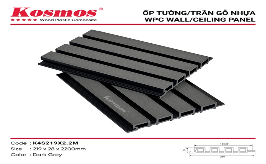 Tấm ốp lam sóng ngoài trời Kosmos 26mm Dark Grey